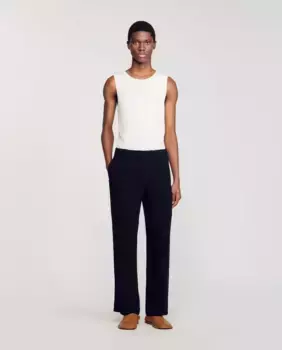 Плиссированные мужские брюки Sandro, черный