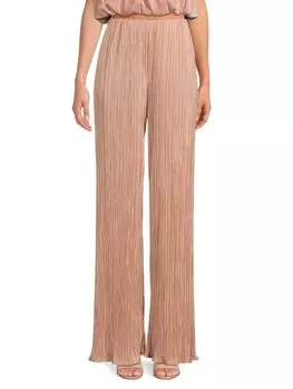 Плиссированные однотонные брюки с высокой талией Renee C., цвет Tan