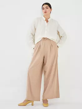 Плиссированные прямые женские брюки с эластичной резинкой на талии Qooq Store