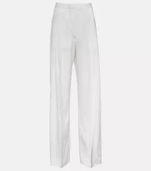 Плиссированные широкие брюки с высокой посадкой VICTORIA BECKHAM, белый