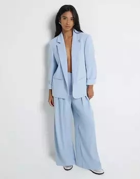 Плиссированные широкие брюки светло-голубого цвета River Island