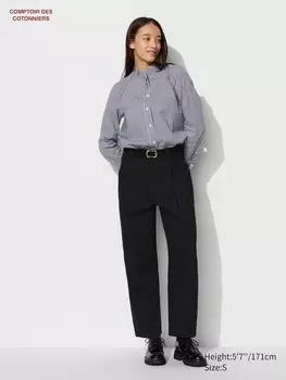 Плиссированные широкие зауженные джинсы Uniqlo, черный