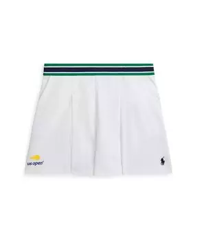 Плиссированные шорты для больших девочек на Открытом чемпионате США Polo Ralph Lauren, белый