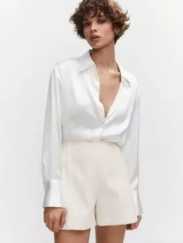 Плиссированные шорты Fica с высокой талией Mango, натуральный белый