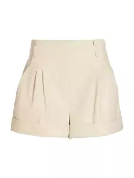 Плиссированные шорты Greta из веганской кожи Tanya Taylor, цвет cream