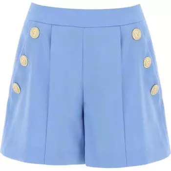 Плиссированные шорты с пуговицами BALMAIN, Sky Blue