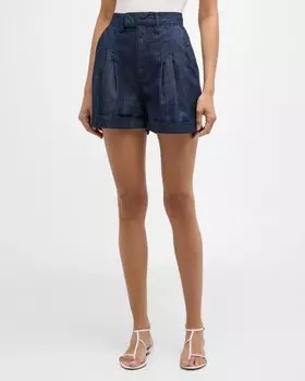 Плиссированные шорты с широкими манжетами FRAME, цвет Rinse