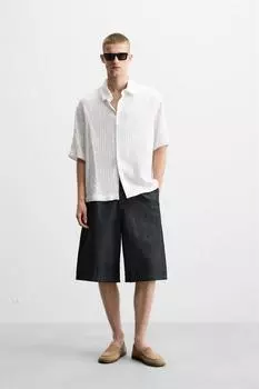 Плиссированные шорты с широкими штанинами ZARA, цвет Indigo