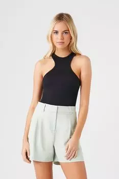 Плиссированные шорты с высокой посадкой Forever 21, зеленый