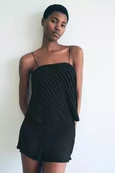 Плиссированные шорты ZARA, черный