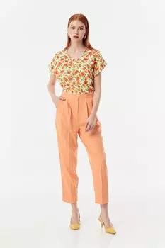 Плиссированные тканевые брюки с высокой талией Fullamoda, лосось