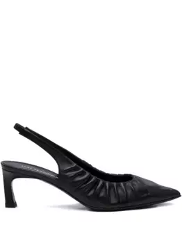 Плиссированные туфли с открытой пяткой из кожи Halmanera, черный