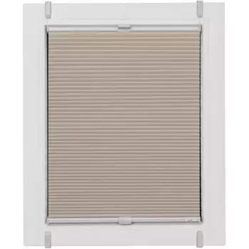 Плиссированные жалюзи Sunlines «Hot-up Style Honeycomb», затемняющие, энергосберегающие, без сверления, с креплением, с фиксацией зажимом Simply-Fix, сотовые плиссированные жалюзи, на заказ, цвет sand/wei + wei