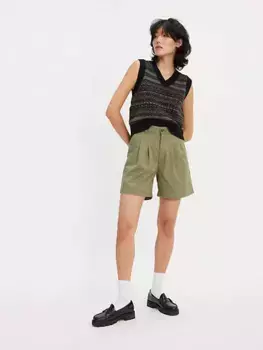 Плиссированные женские брючные шорты Levi's, зеленый