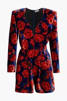 Плиссированный бархатный комбинезон с блестками MAGDA BUTRYM, красный