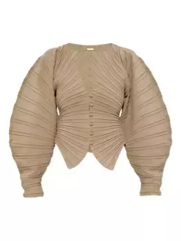 Плиссированный кардиган с объемными рукавами Cult Gaia, нейтральный