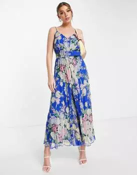 Плиссированный комбинезон на бретелях с цветочным принтом ASOS DESIGN