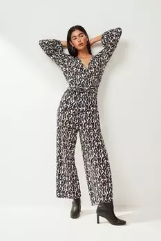 Плиссированный комбинезон с длинными рукавами Next, черный