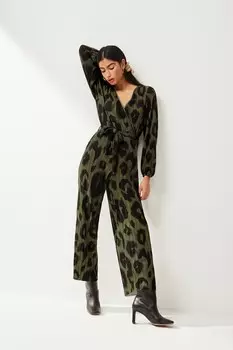 Плиссированный комбинезон с длинными рукавами Next, зеленый