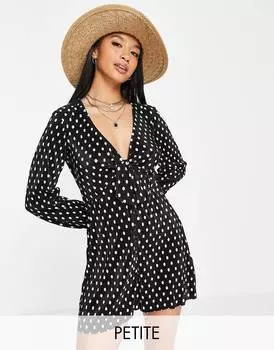 плиссированный комбинезон в горошек Miss Selfridge Petite