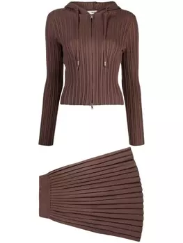 Плиссированный комплект из топа и юбки b+ab, коричневый