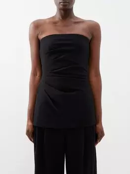 Плиссированный креповый топ без бретелек Proenza Schouler, черный