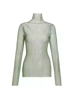 Плиссированный прозрачный топ с высоким воротником Helmut Lang, цвет leaf