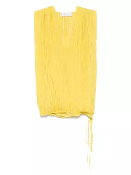 Плиссированный шелковый топ Blumarine, желтый