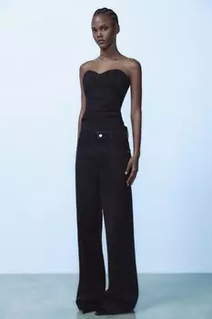 Плиссированный топ-бандо ZARA, черный