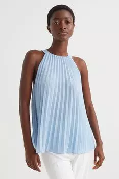 Плиссированный топ H&amp;M, светло-синий