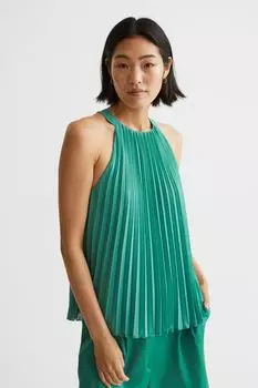 Плиссированный топ H&amp;M, зеленый