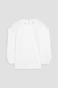 Плиссированный топ из хлопкового поплина TIBI, белый