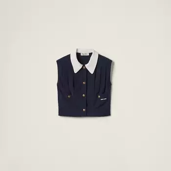 Плиссированный топ из марокканского крепа Miu Miu, синий