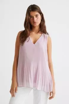 Плиссированный топ из шифона H&M, светло-розовый