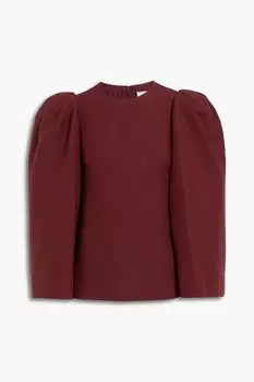 Плиссированный топ из смеси шерсти и шелка VALENTINO GARAVANI, бордовый