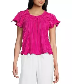 Плиссированный топ Marrow с короткими рукавами Evolutionary, розовый