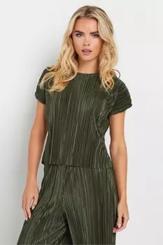 Плиссированный топ Pixiegirl Petite, зеленый