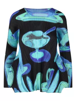 Плиссированный топ с абстрактным принтом Pleats Please Issey Miyake, черный