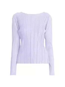 Плиссированный топ с длинными рукавами Pleats Please Issey Miyake, фиолетовый