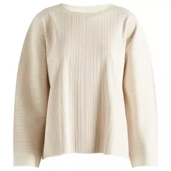 Плиссированный топ с длинными рукавами Pleats Please Issey Miyake, белый