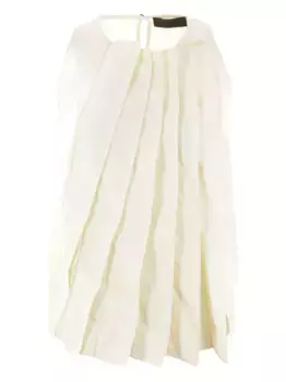 Плиссированный топ с круглым вырезом Maria Calderara, белый