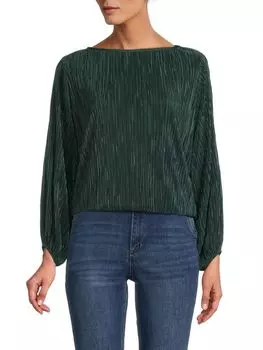Плиссированный топ с пышными рукавами Renee C., цвет Olive