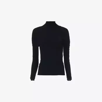 Плиссированный топ с воротником-воронкой Leem, черный