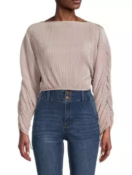 Плиссированный укороченный топ Renee C., бежевый