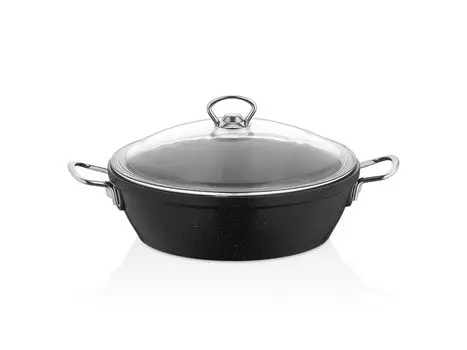 Плоская чугунная кастрюля Tac Induction Gravita, 24 см, черный, Цвет: ЧЕРНЫЙ