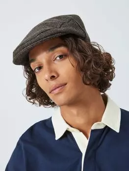 Плоская кепка John Lewis с узором елочка, коричневая