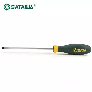 Плоская отвертка с трехцветной ручкой серии SATA G 4,5x300 мм 63715-промышленная длинная отвертка с цветком сливы