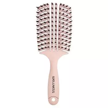 Плоская расческа розовая с щетиной кабана - большая WELLNESS PREMIUM PRODUCTS