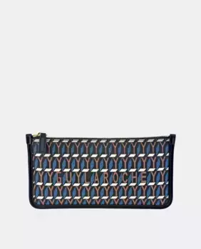 Плоская женская сумка Guy Laroche из синей кожи и канкаса, синий