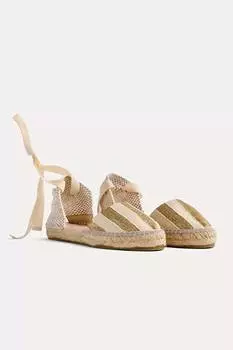 Плоские эспадрильи в золотую полоску forte forte, цвет gold stripe